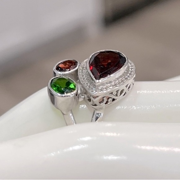 Multigemstone Niassa Ruby Sterling Silver Split Band Ring - Picture 9 of 16